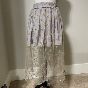 Celestial witchy gold star tulle skirt